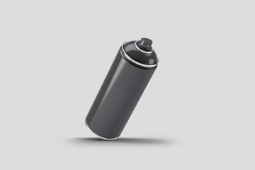 Black Paint Aerosol Spray Metal Bottle Can, Graffiti, Deodorant, Household Chemicals, Isolated On White Background. Mock Up Template For Your Design. 3D rendering