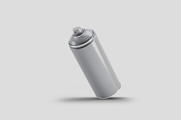 Gray Paint Aerosol Spray Metal Bottle Can, Graffiti, Deodorant, Household Chemicals, Isolated On White Background. Mock Up Template For Your Design. 3D rendering