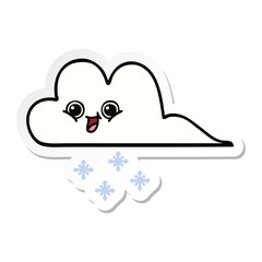 sticker of a cute cartoon snow cloud