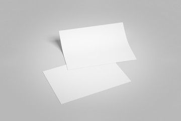 Blank Paper Brochure Mock up on soft gray background with soft shadows and highlights.Open fold Leaflet. 3D rendering