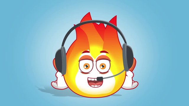 Cartoon Fire Flame Call Operator with Face Animation Alpha Matte