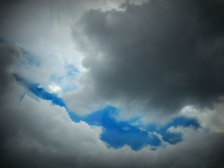 blue sky with black clouds