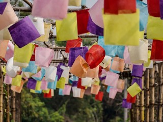 colorful lanterns in chinese temple