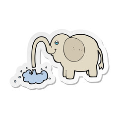 sticker of a cartoon elephant squirting water