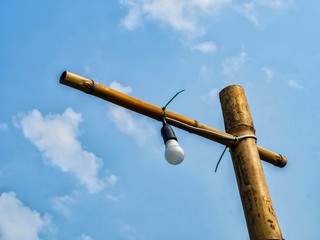 street lamp on blue sky