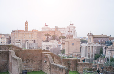 Fototapeta premium Rome ruins cityscape view, famous turist arts landscape