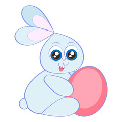 Easter bunny holds an egg. Vector illustration