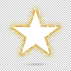 Golden vector star on transparent background