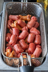 Closeup of the crispy traditional Thai sausage.