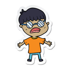 sticker of a cartoon boy wearing spectacles
