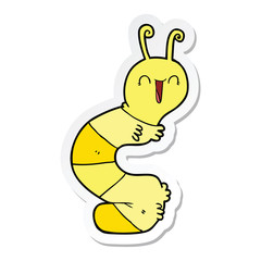 sticker of a cartoon happy caterpillar