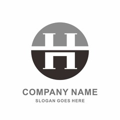 Monogram Letter H Geometric Circle Business Company Vector Logo Design Template