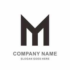 Monogram Letter M Geometric Square Business Company Vector Logo Design Template