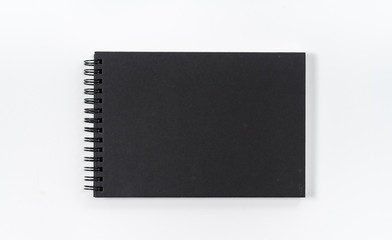 Business concept - Top view collection of black notebook on white background desk for mockup