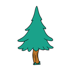 cartoon doodle of woodland pine trees