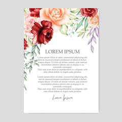 watercolor floral and leaves wedding card designs