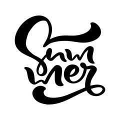 Calligraphy lettering phrase Enjoy Summer. Vector Hand Drawn Isolated text. Sketch doodle design for greeting card, scrapbook, print
