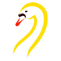 head and neck of a graceful yellow swan beautiful bird