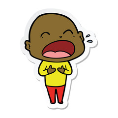 sticker of a cartoon shouting bald man