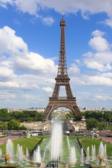 Fototapeta na wymiar View of the Eiffel tower from Trocadero square