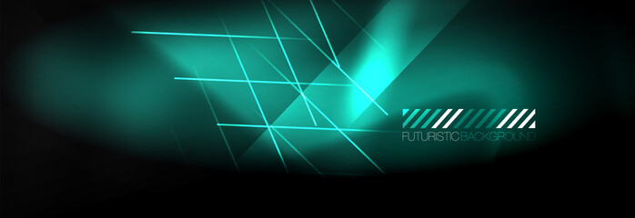 Neon glowing techno lines, hi-tech futuristic abstract background template with lines
