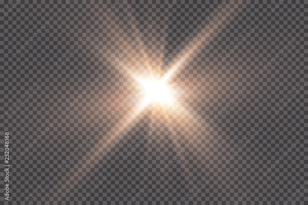 Poster white glowing light explodes on a transparent background. with ray. transparent shining sun, bright 