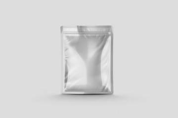 Blank Foil Food Packing Mock up isolated on soft gray background. 3D rendering.