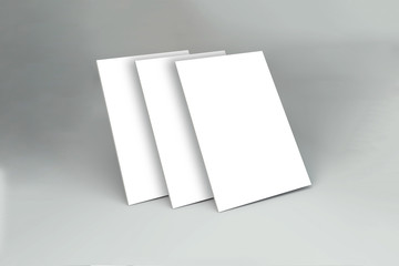 White sheet of Paper Mock up. Realistic empty paper note template of A4 format with soft shadows isolated on white background. 3d rendering.