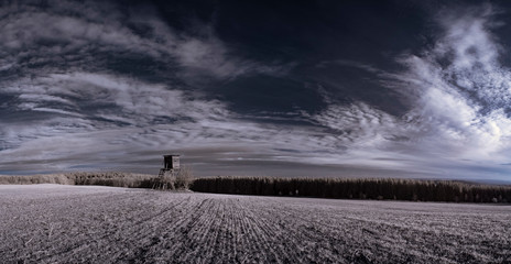 infrared photography - ir photo of landscape with tree under sky with clouds - the art of our world...