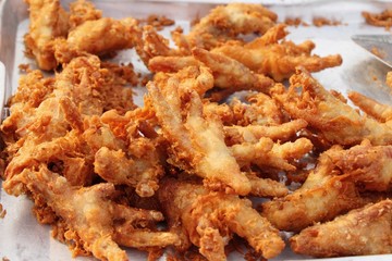 Fried chicken feet delicious in street food