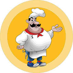 Cartoon Chef giving his favorite meal recipes vector illustration