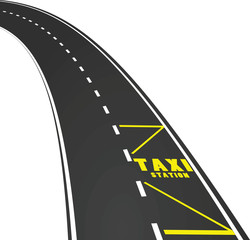 Taxi station on road. vector illustration