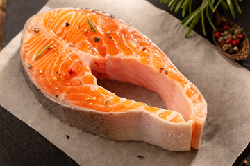 Fresh salmon fish piece