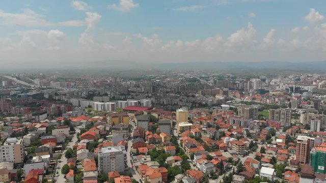 Aerial Serbia Kosovo Pristina June 2018 Sunny Day Mavic Air  Aerial video of downtown Pristina in Serbia on a beautiful sunny day.
