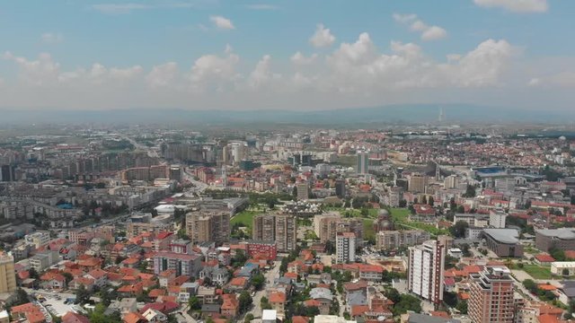 Aerial Serbia Kosovo Pristina June 2018 Sunny Day Mavic Air  Aerial video of downtown Pristina in Serbia on a beautiful sunny day.