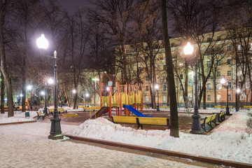 Moscow, Russia -  January 26, 2018: View of the area near the Patriarch's Ponds (Patriarshiye...