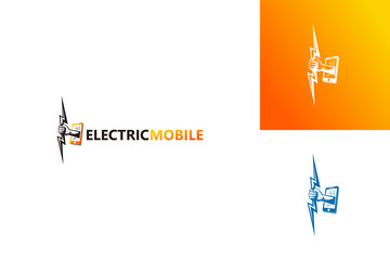 Electric Mobile Logo Template Design Vector, Emblem, Design Concept, Creative Symbol, Icon