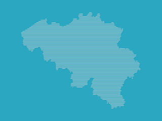 Belgium map vector with simple straight lines on blue background illustration