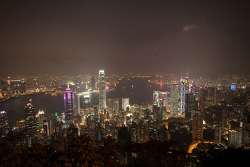 Foggy Hong Kong by night