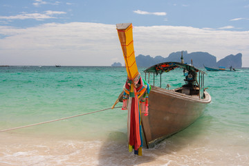 Longtail boat on the beach