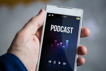holding podcast smartphone