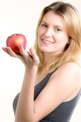 girl with an apple