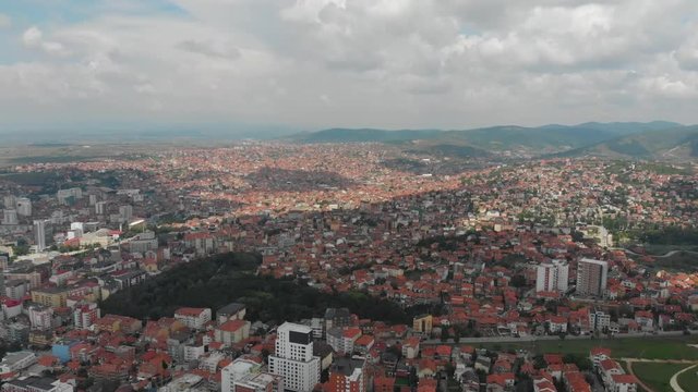 Aerial Serbia Kosovo Pristina June 2018 Sunny Day Mavic Air  Aerial video of downtown Pristina in Serbia on a beautiful sunny day.