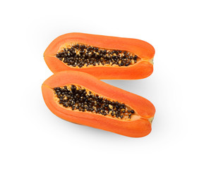 Ripe papaya isolated on white background