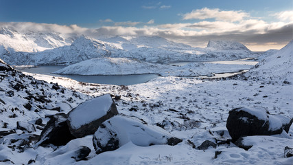 Winterlandschaft auf den Lofoten, Norwegen