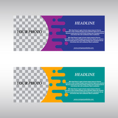 Facebook Cover Web Banner Social Media. Yellow and orange banner set