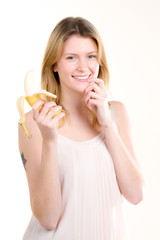 cute girl with a banana