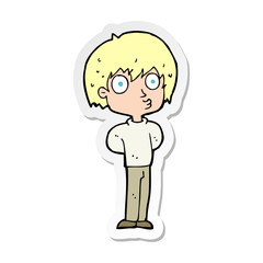 sticker of a cartoon impressed boy