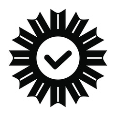 Award vector icon, badge with ribbons icon, approval illustration