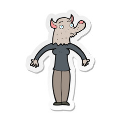 sticker of a cartoon friendly werewolf woman